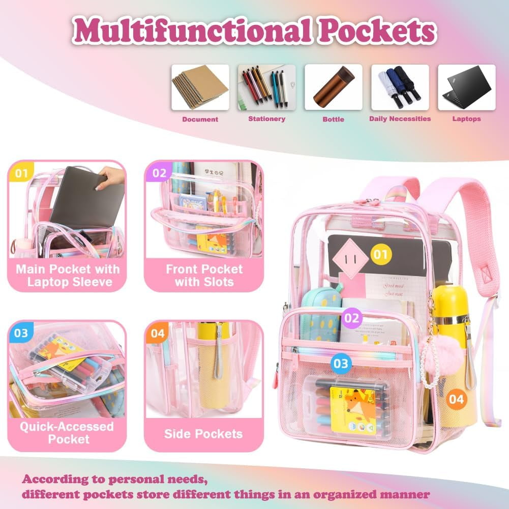 Foto 7 pulgar | Mochila Transparente Resistente para Niñas - Venta Internacional