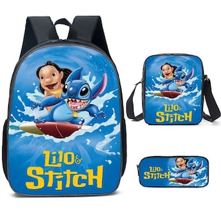 Foto 1 | Set de Mochila Stitch Casual de Poliéster para Adolescentes 3 Piezas - Venta Internacional