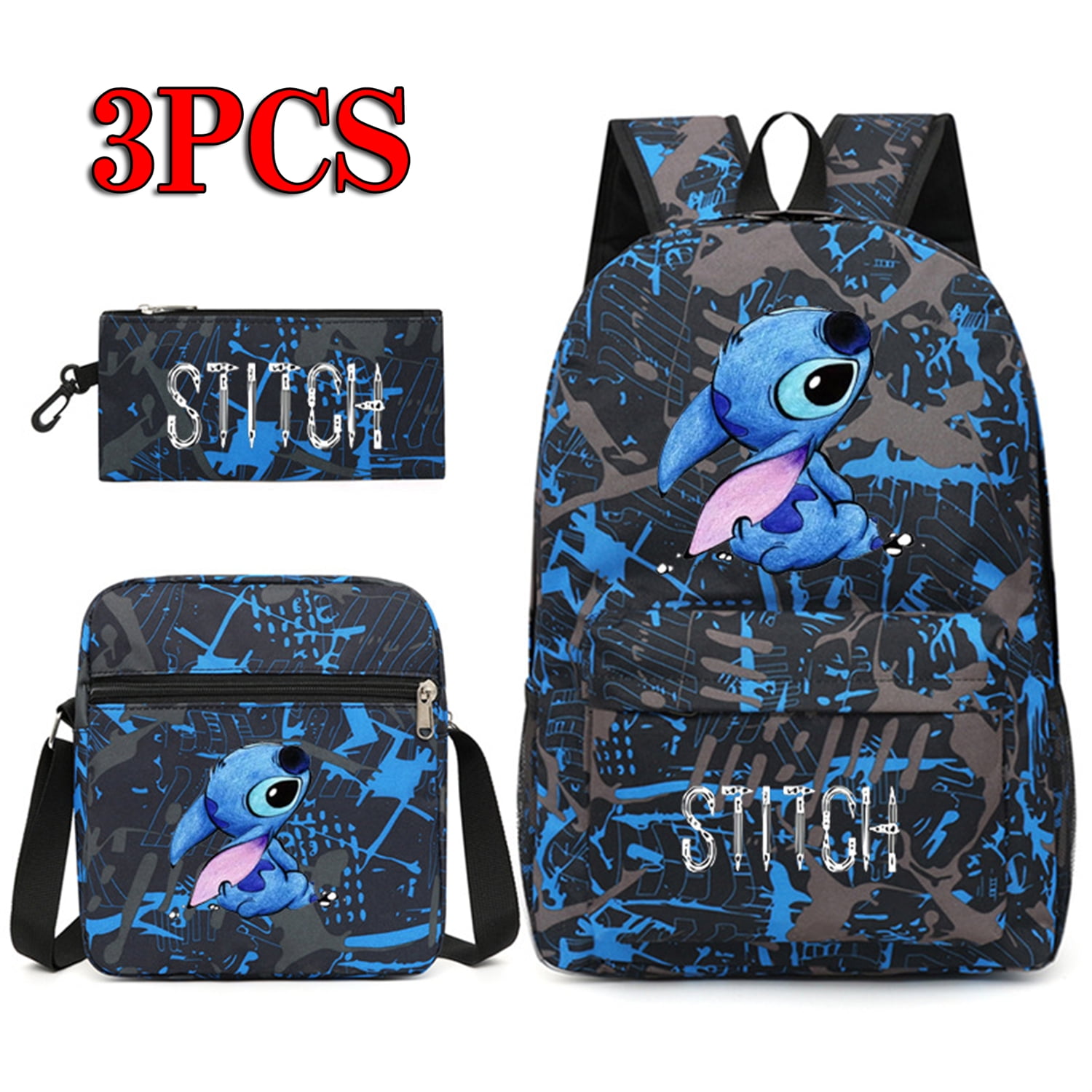 Foto 2 pulgar | Mochila Stitch Children Starry Night School 3 Unidades con Lápiz  - Venta Internacional