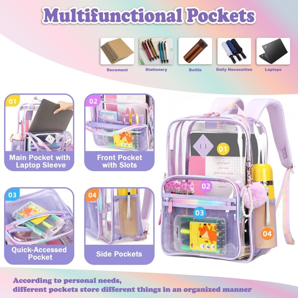 Foto 4 pulgar | Mochila Transparente Mochila Escolar Transparente y Resistente - Venta Internacional