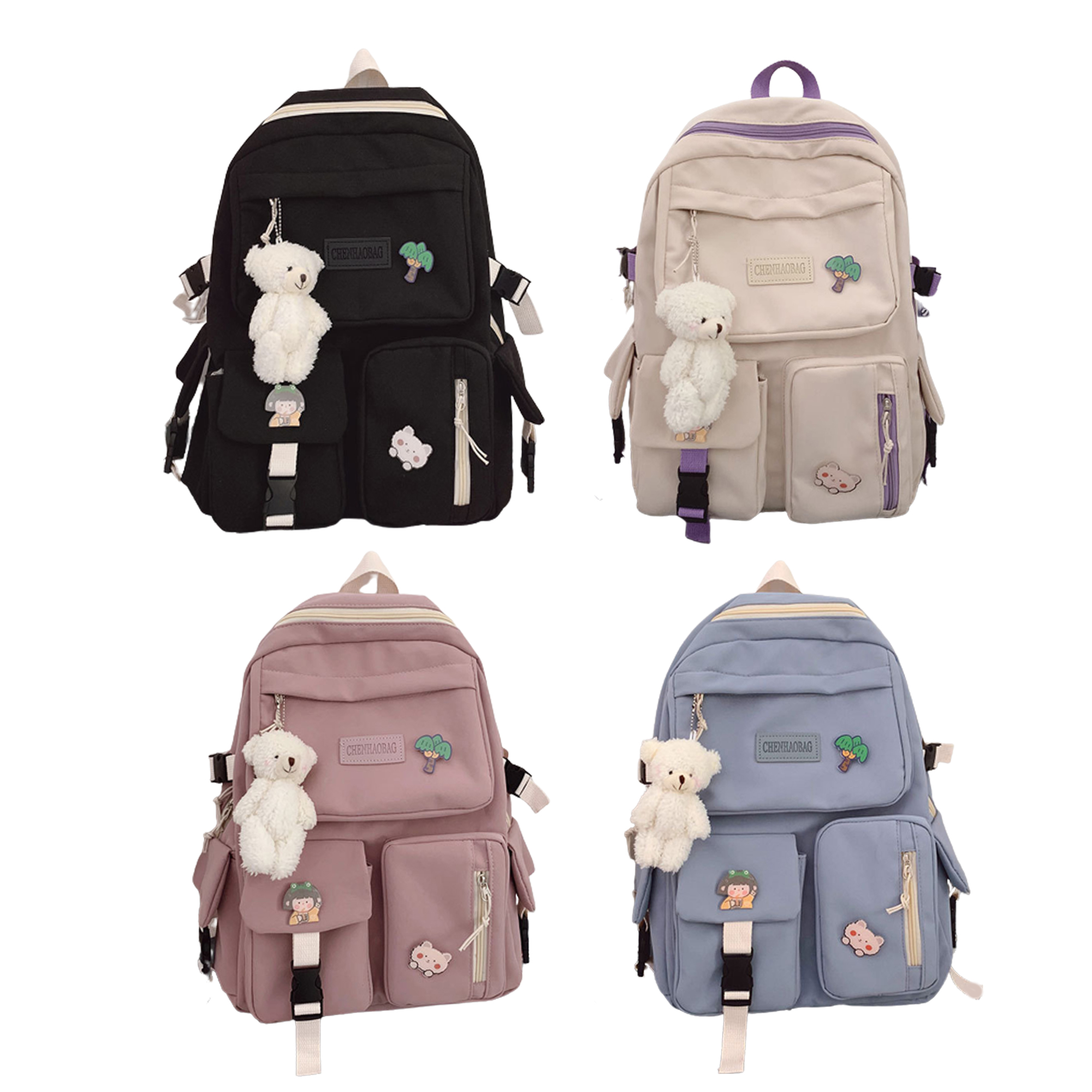 Foto 2 | Mochila Multiusos de Nylon Negra para Mujer - Venta Internacional
