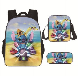 Foto 1 | Set De Mochila Stitch Casual Poliéster Para Adolescentes, 3 Piezas - Venta Internacional.