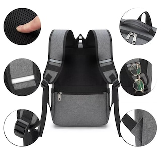 Foto 3 | Mochila para Portátil Antirrobo de Viaje Gris