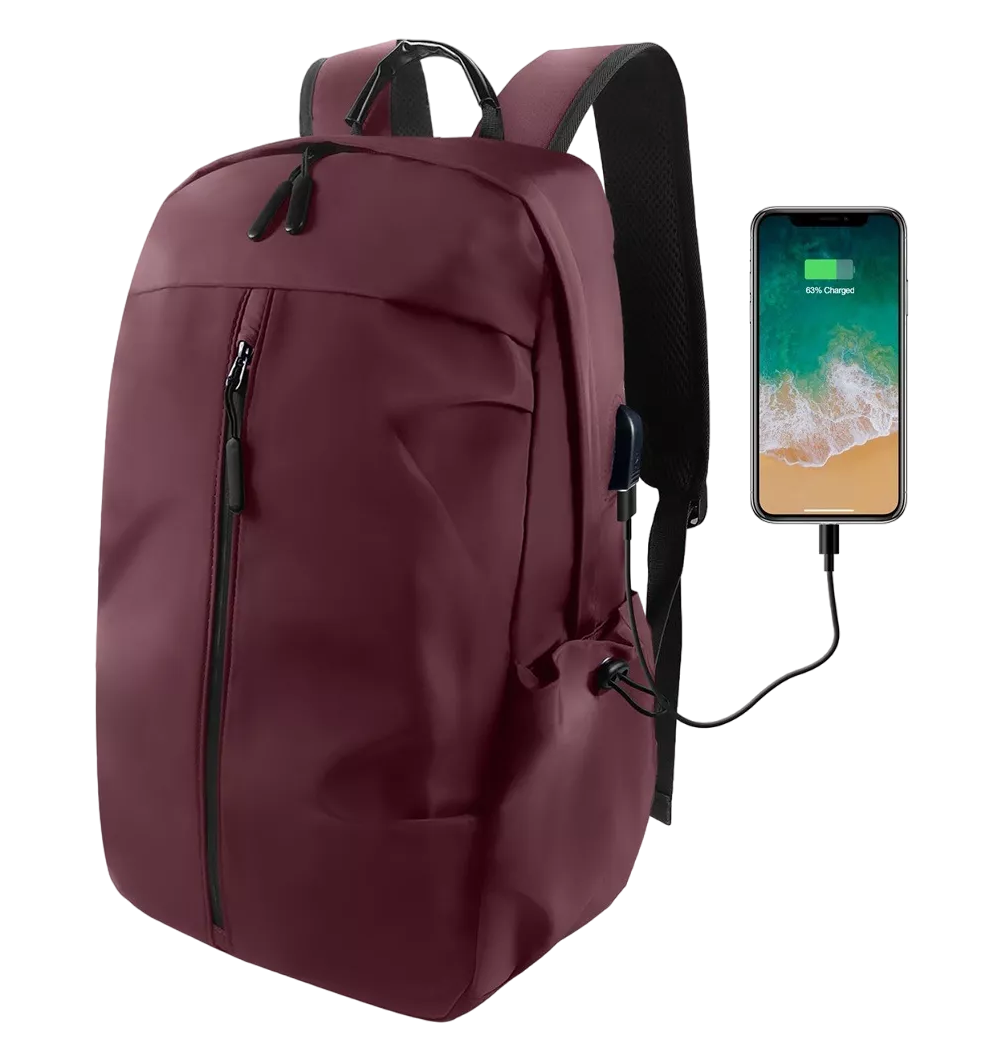 Mochila Belug Vino para Laptop con Cargador USB