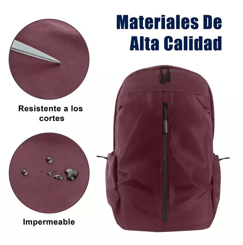 Foto 5 pulgar | Mochila Belug Vino para Laptop con Cargador USB