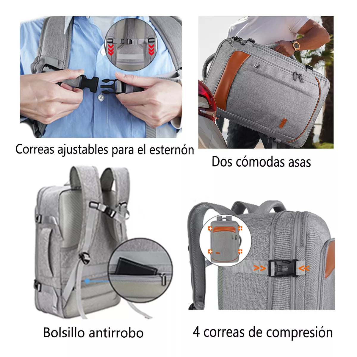 Foto 4 pulgar | Mochila de Viaje Belug  con Tres Bolsos