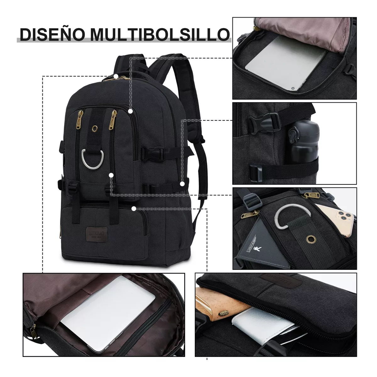 Foto 3 pulgar | Mochila Belug Negra 21 L