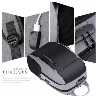 Foto 3 | Mochila Urbana 30l Gris con Negro