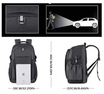 Foto 2 | Mochila Urbana Bb-2209 Negra 36L con Compartimento para Laptop y Puerto USB