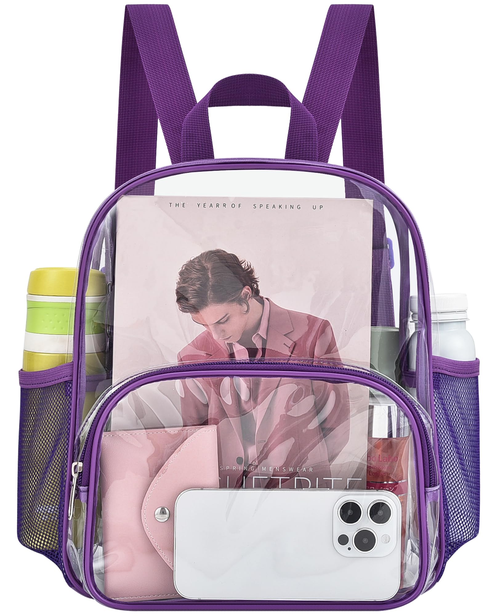Foto 2 pulgar | Mochila Transparente Morada Busiuw para Eventos de 30 x 30 x 15 cm - Venta Internacional