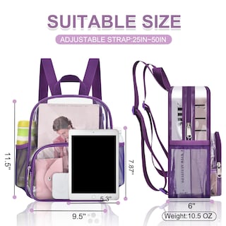 Foto 2 | Mochila Transparente Morada Busiuw para Eventos de 30 x 30 x 15 cm - Venta Internacional