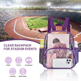 Foto 3 | Mochila Transparente Morada Busiuw para Eventos de 30 x 30 x 15 cm - Venta Internacional