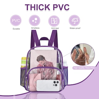 Foto 4 | Mochila Transparente Morada Busiuw para Eventos de 30 x 30 x 15 cm - Venta Internacional