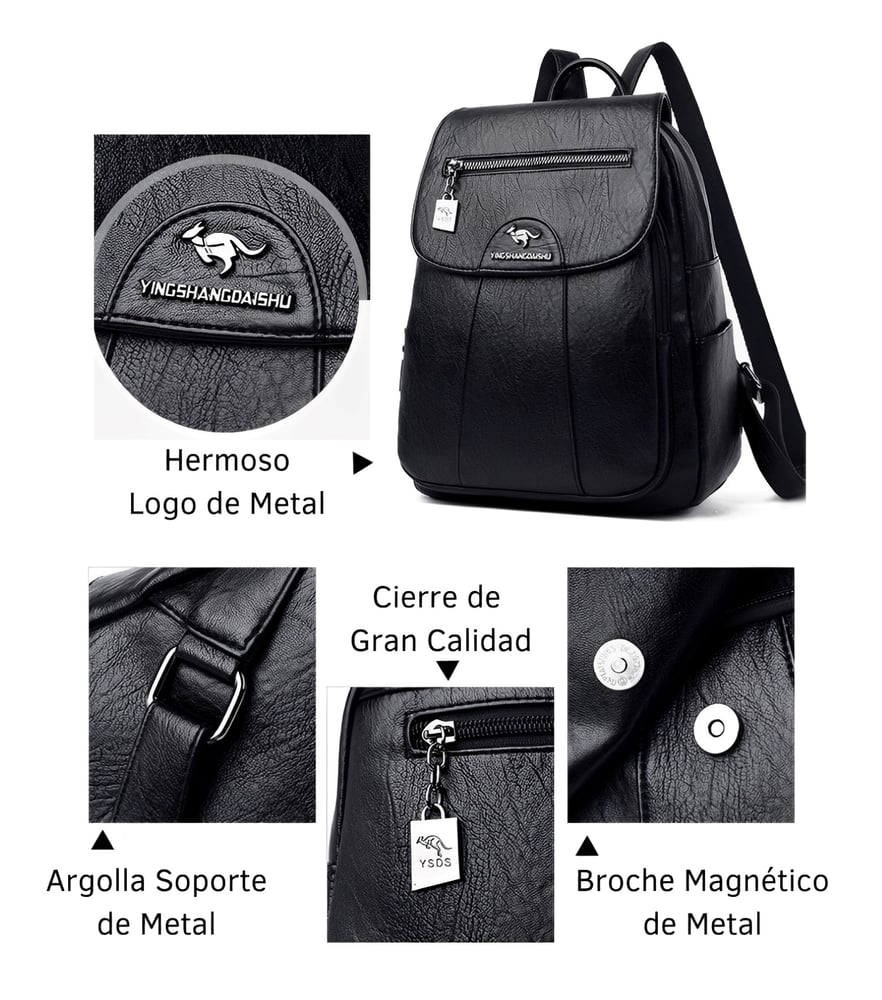 Foto 4 pulgar | Mochila de Piel Sintética de Hermoso Diseño Tamaño Mediano - Venta Internacional