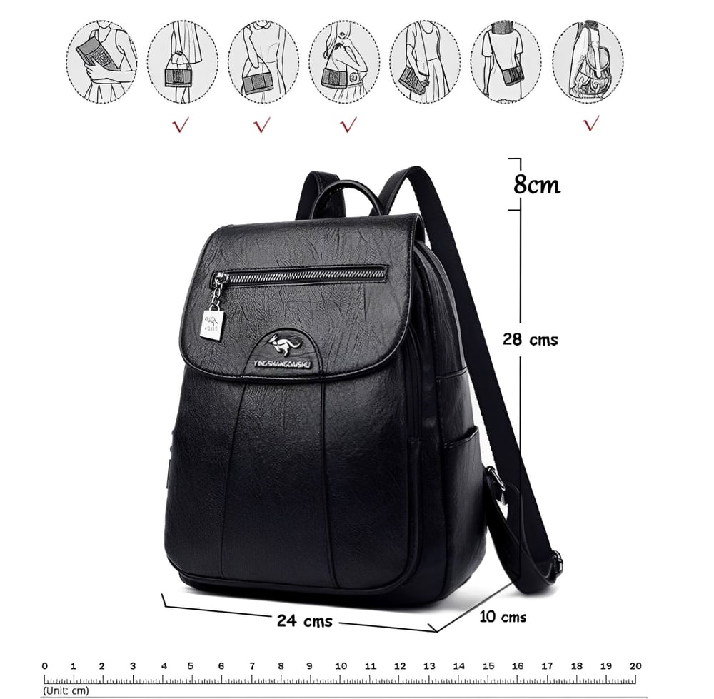 Foto 6 pulgar | Mochila de Piel Sintética de Hermoso Diseño Tamaño Mediano - Venta Internacional