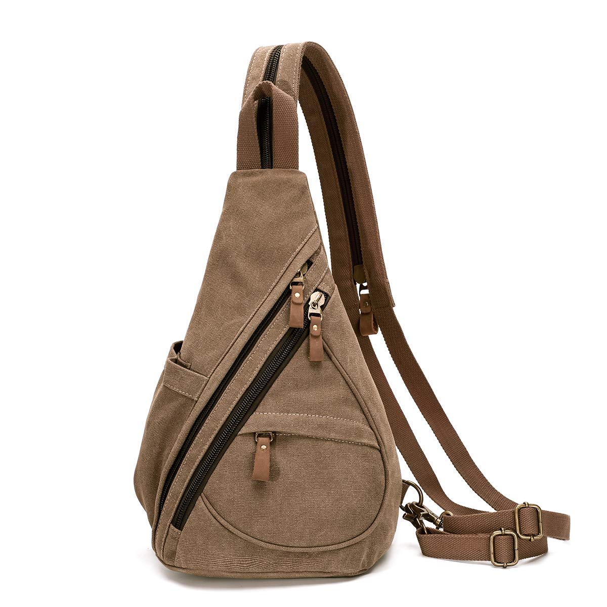 Foto 2 pulgar | Mochila Bandolera Pequeña de Lona Tipo Bandolera Café - Venta Internacional