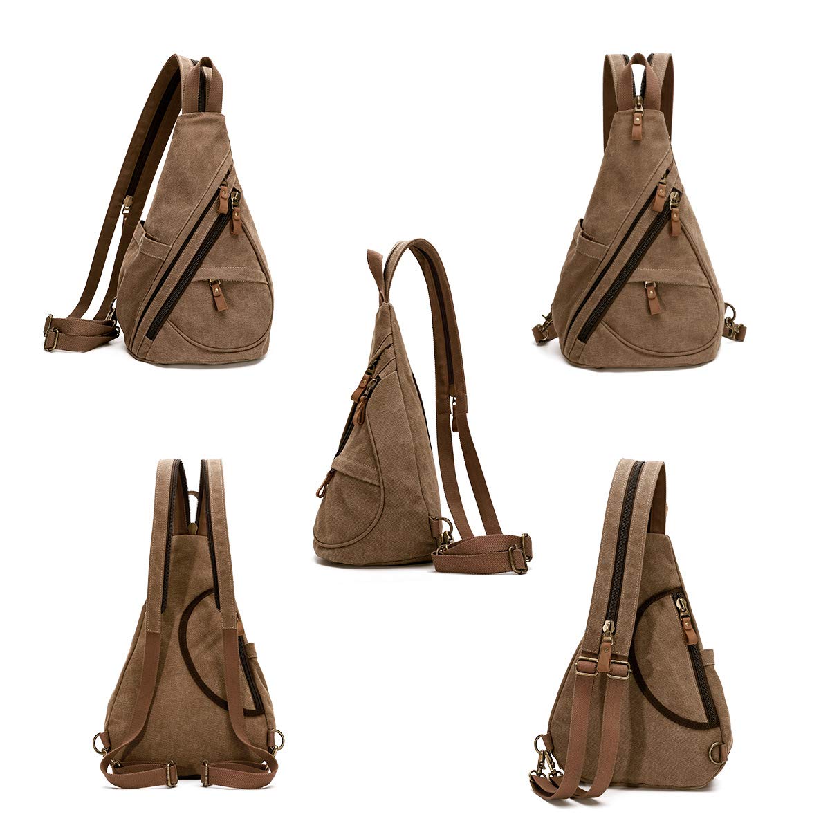 Foto 5 | Mochila Bandolera Pequeña de Lona Tipo Bandolera Café - Venta Internacional