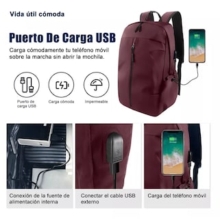 Foto 2 | Mochila Para Laptop Hombre,impermeable Y Resistente Al Desgaste Con Cargador Usb
