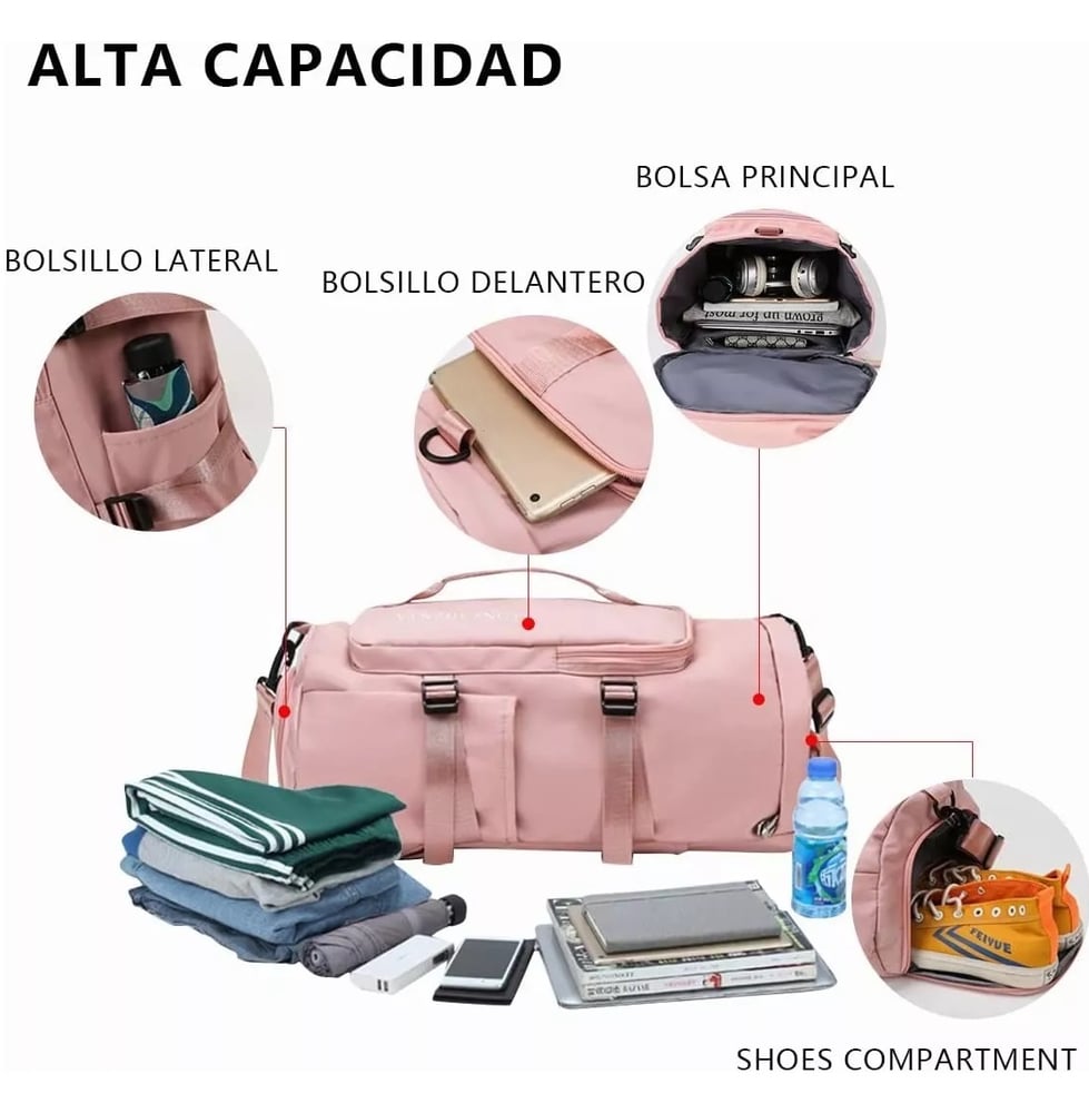 Foto 4 pulgar | Mochila Deportiva de Viaje Impermeable Tela Oxford Rosa - Venta Internacional