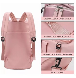 Foto 4 | Mochila Deportiva de Viaje Impermeable Tela Oxford Rosa - Venta Internacional