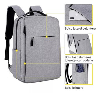Foto 3 | Mochila para Portátil Impermeable con Puerto Usb - Venta Internacional