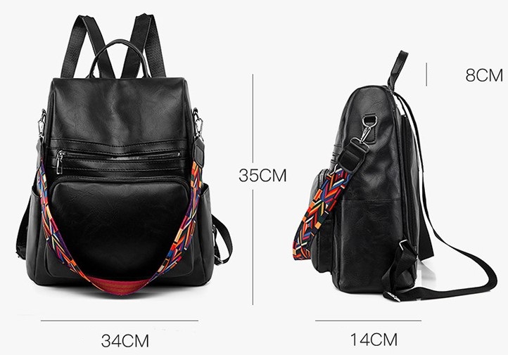 Foto 3 | Mochila Casual Negra para Mujer-Venta Internacional