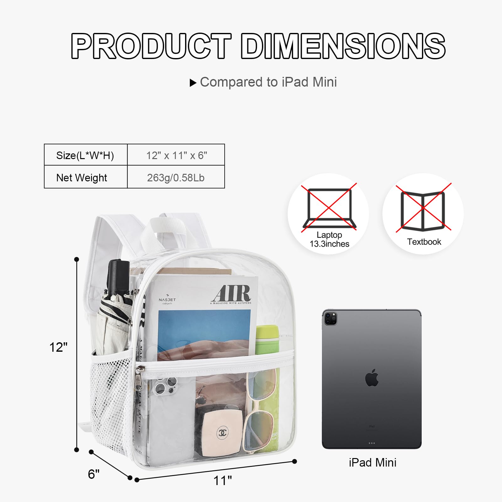 Foto 3 | Mochila USPECLARE Transparente Impermeable - Venta Internacional