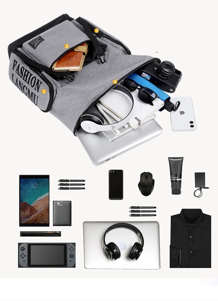 Foto 5 pulgar | Mochila Impermeable Gris para Laptop-Venta Internacional