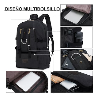 Foto 2 | Mochila De Viaje De Gran Capacidad 21l Mochila De Camping Impermeable Mochila Para Laptop Negro