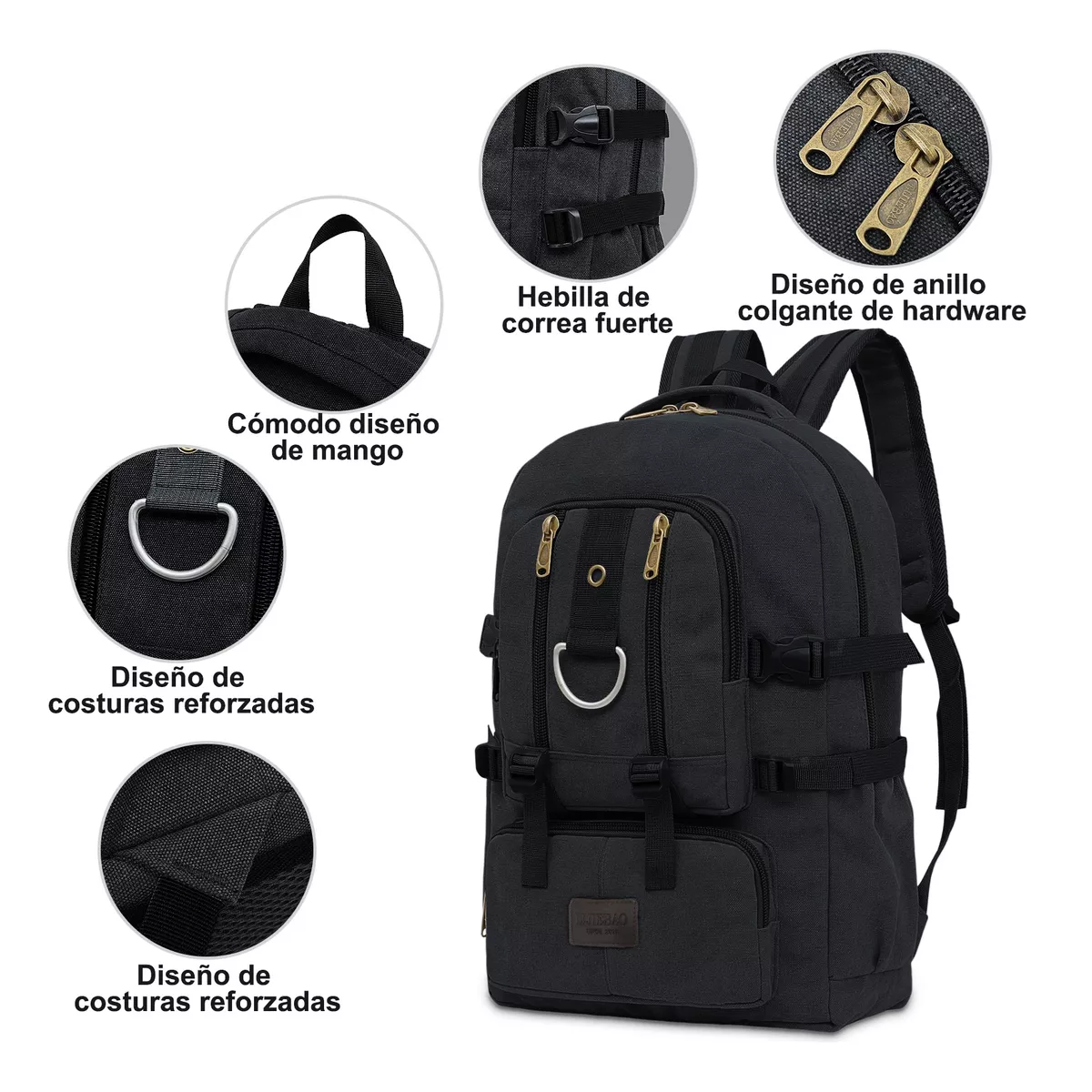 Foto 4 pulgar | Mochila De Viaje De Gran Capacidad 21l Mochila De Camping Impermeable Mochila Para Laptop Negro