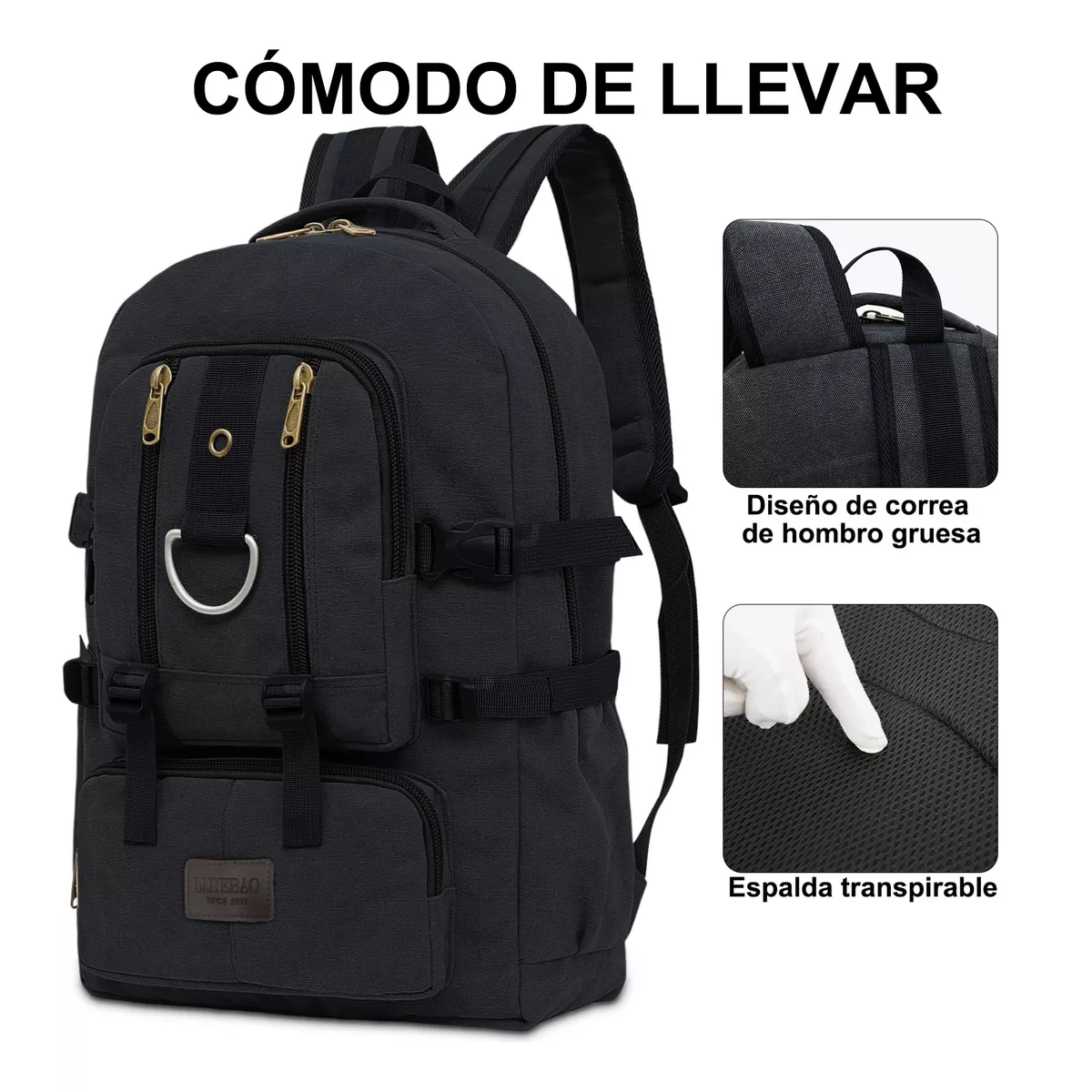 Foto 5 pulgar | Mochila De Viaje De Gran Capacidad 21l Mochila De Camping Impermeable Mochila Para Laptop Negro