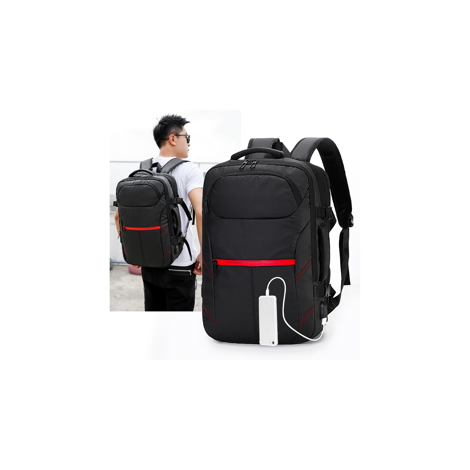 Foto 8 pulgar | Mochila Multifuncional Impermeable para Portátil de 39 Litros con Puerto USB - Venta Internacional