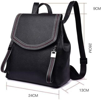 Foto 2 | Mochila American Crew Negra de Piel Auténtica - Venta Internacional