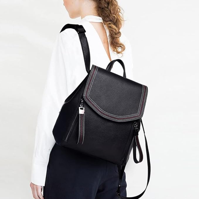 Foto 4 pulgar | Mochila American Crew Negra de Piel Auténtica - Venta Internacional