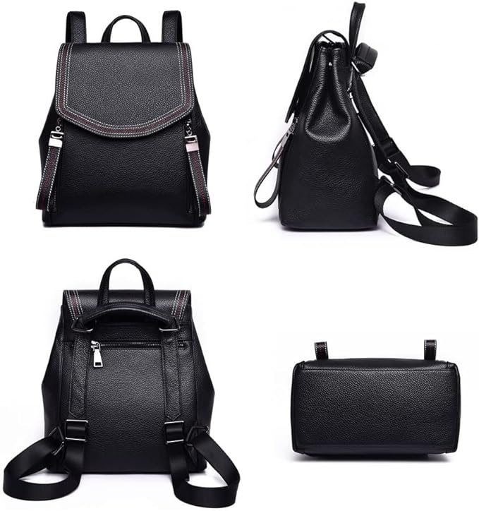 Foto 5 pulgar | Mochila American Crew Negra de Piel Auténtica - Venta Internacional