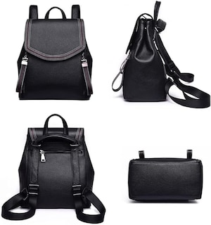 Foto 4 | Mochila American Crew Negra de Piel Auténtica - Venta Internacional