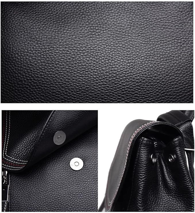 Foto 6 pulgar | Mochila American Crew Negra de Piel Auténtica - Venta Internacional