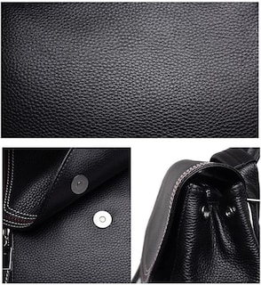 Foto 5 | Mochila American Crew Negra de Piel Auténtica - Venta Internacional