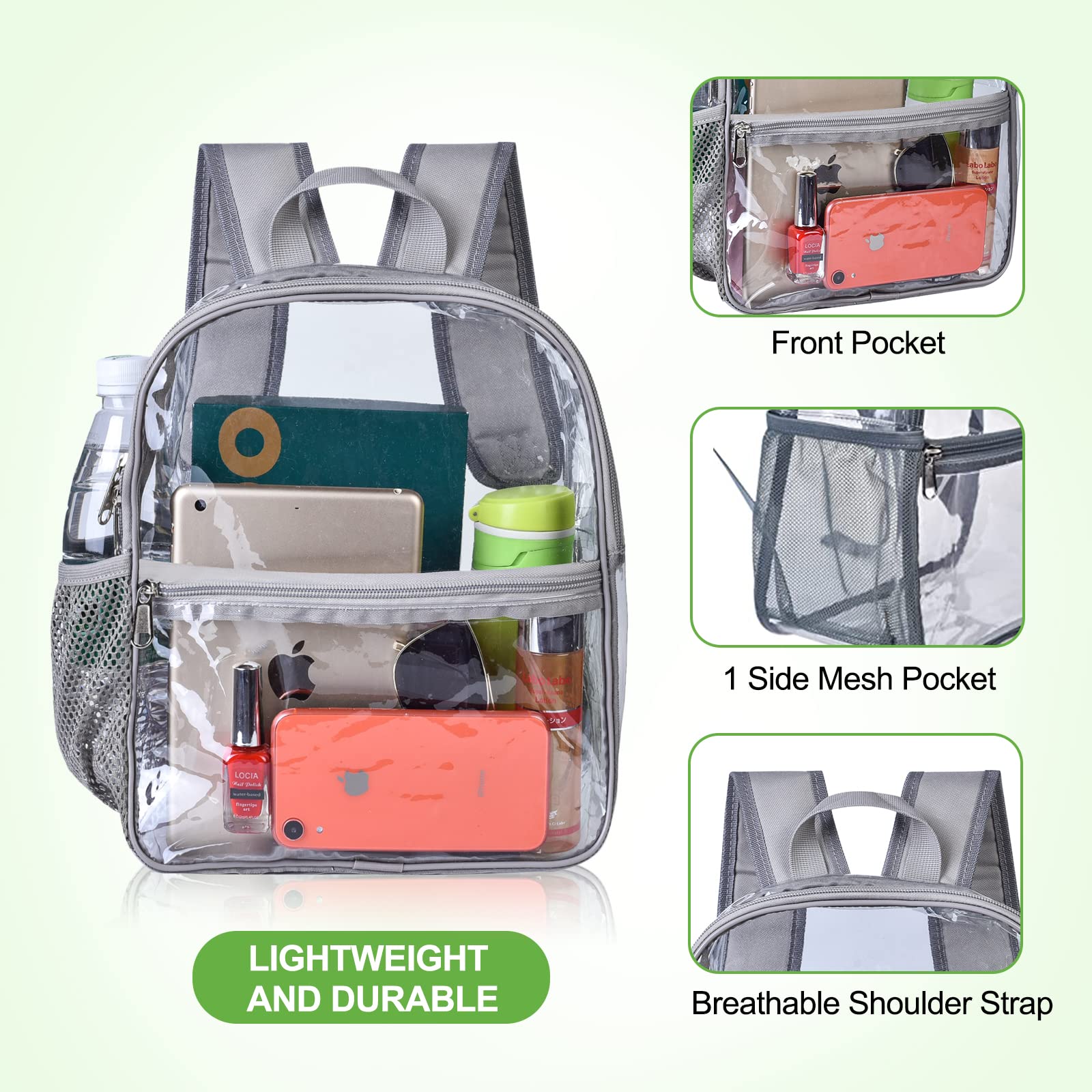Foto 5 pulgar | Mochila Transparente USPECLARE para Estadios y Eventos Gris - Venta Internacional