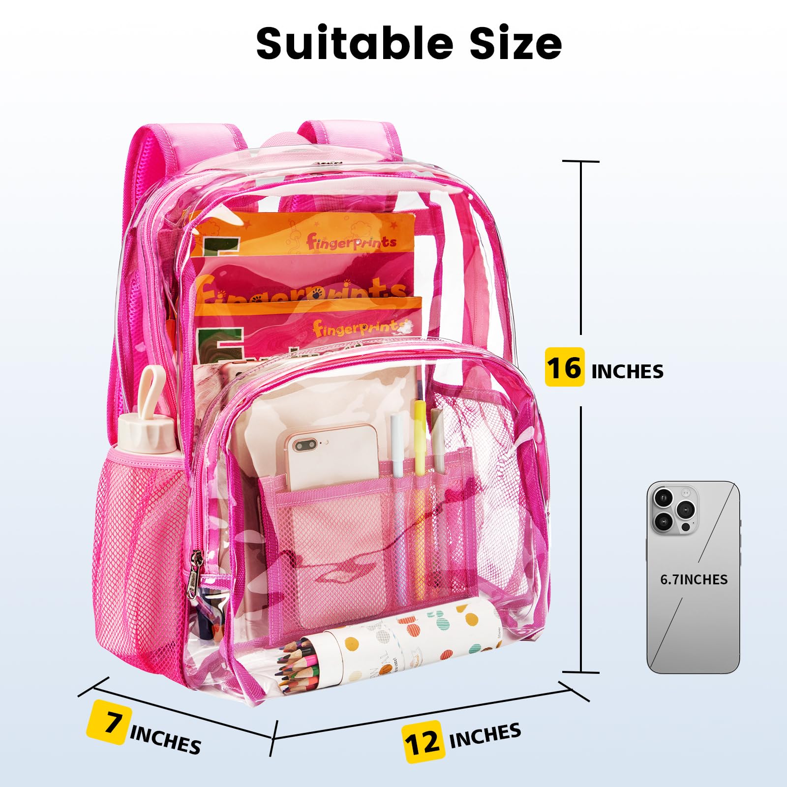 Foto 3 pulgar | Mochila Vorspack de Pvc Transparent Rosa - Venta Internacional