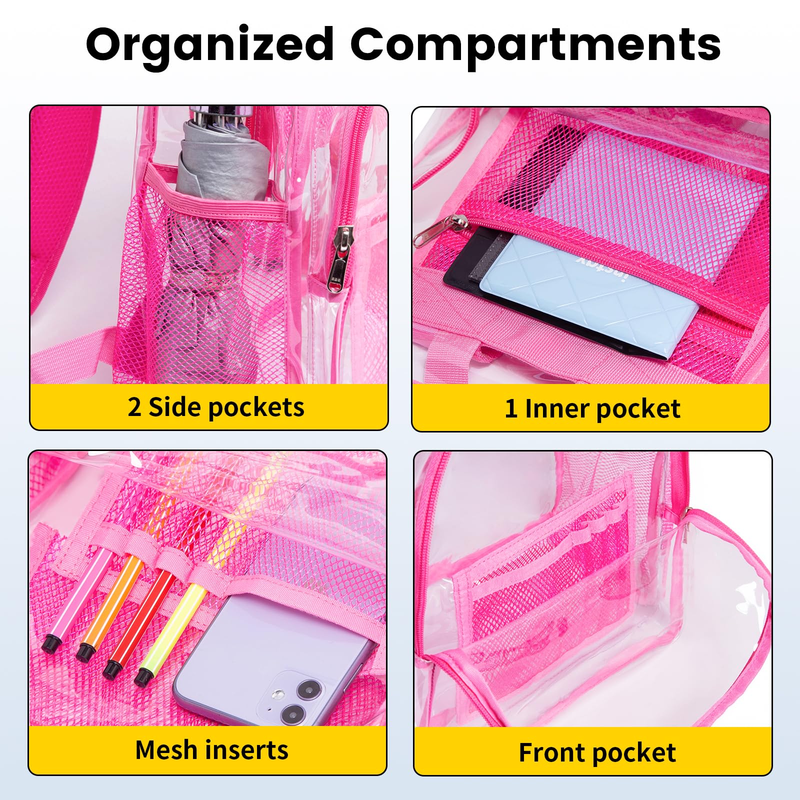 Foto 6 pulgar | Mochila Vorspack de Pvc Transparent Rosa - Venta Internacional