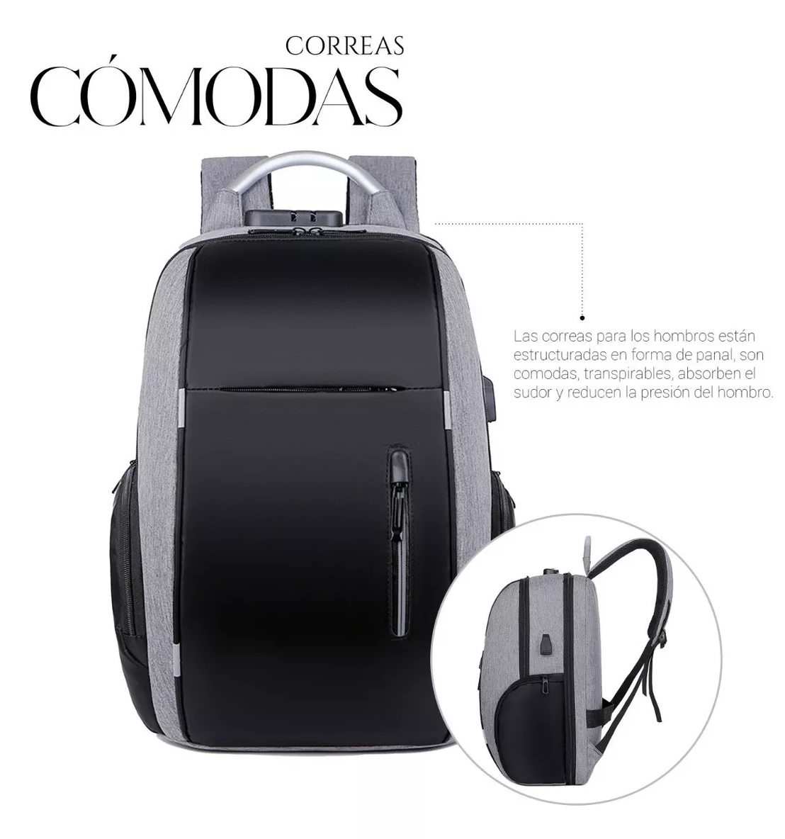 Foto 5 | Mochila Negocio Y Urbana 30l  Color Gris/negro
