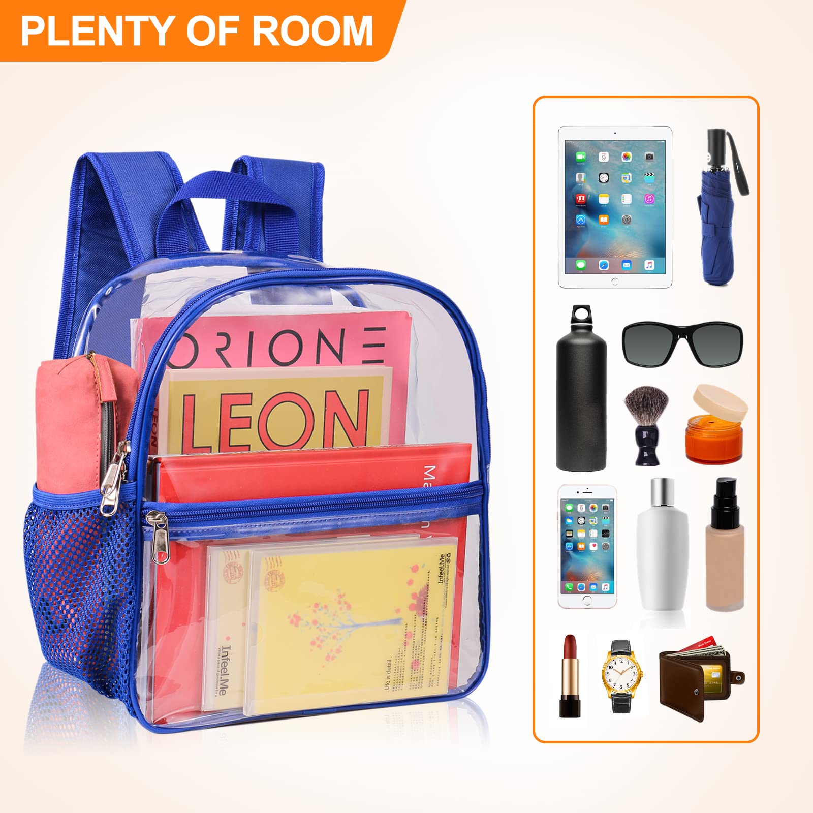 Foto 6 pulgar | Mochila Uspeclare Clear Stadium Approved 30x15x30 Cm Azul - Venta Internacional