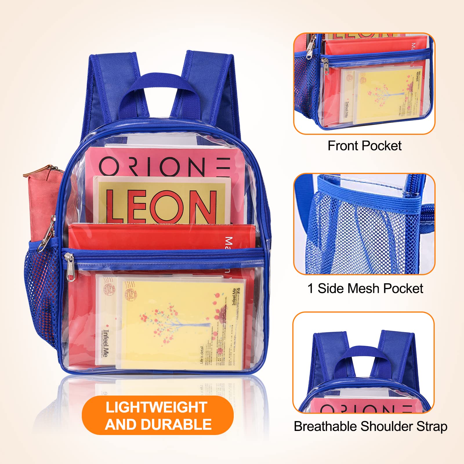 Foto 7 pulgar | Mochila Uspeclare Clear Stadium Approved 30x15x30 Cm Azul - Venta Internacional