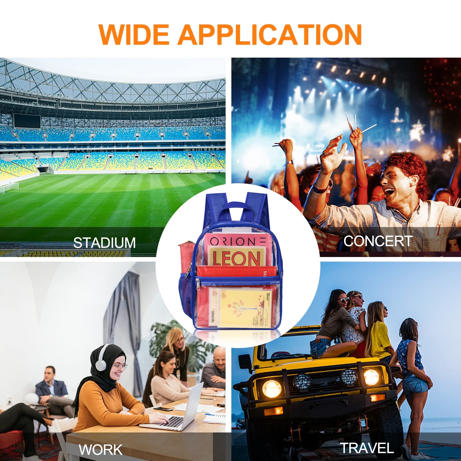 Foto 8 pulgar | Mochila Uspeclare Clear Stadium Approved 30x15x30 Cm Azul - Venta Internacional