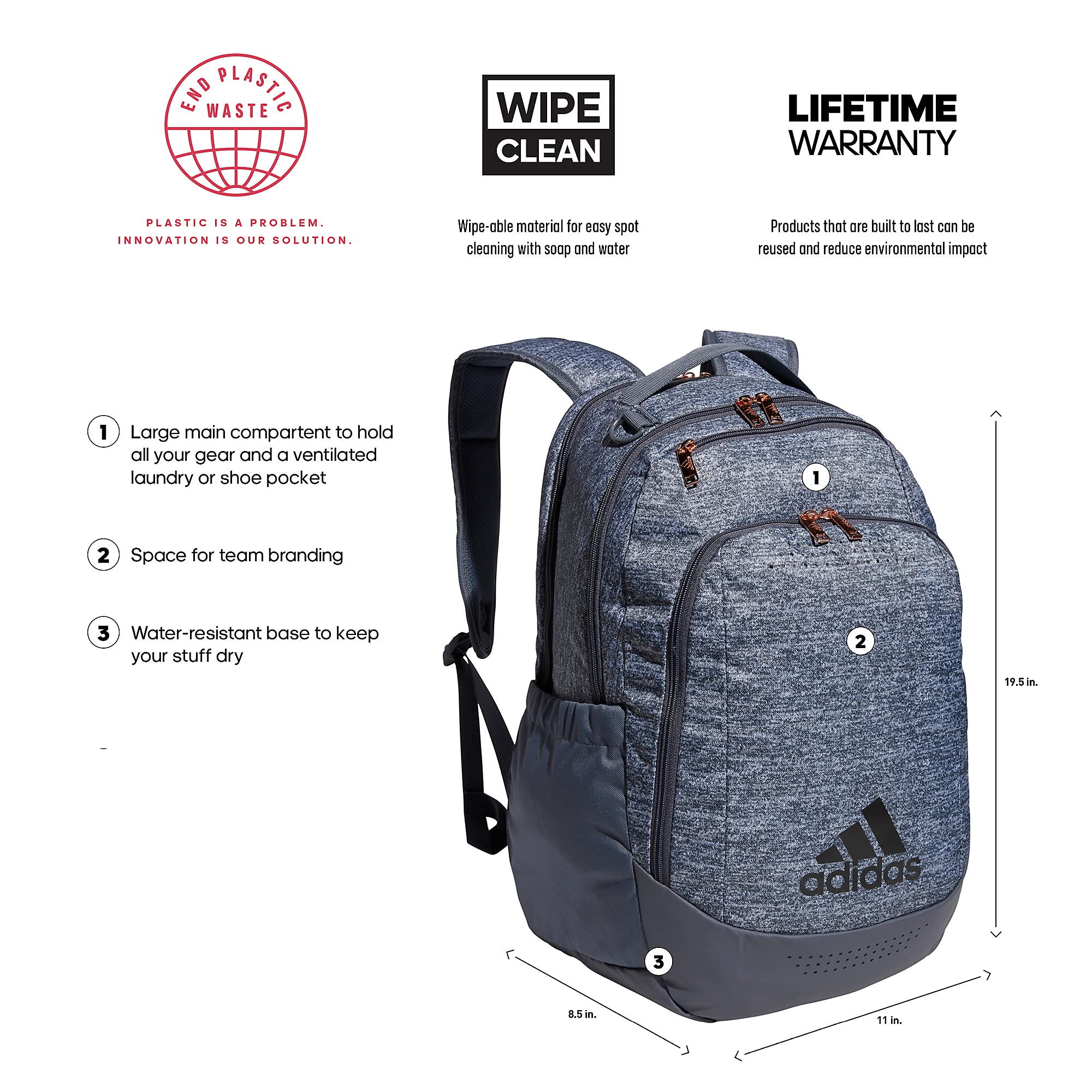 Foto 3 pulgar | Mochila Adidas Defender Team Sports Jersey Gris - Venta Internacional