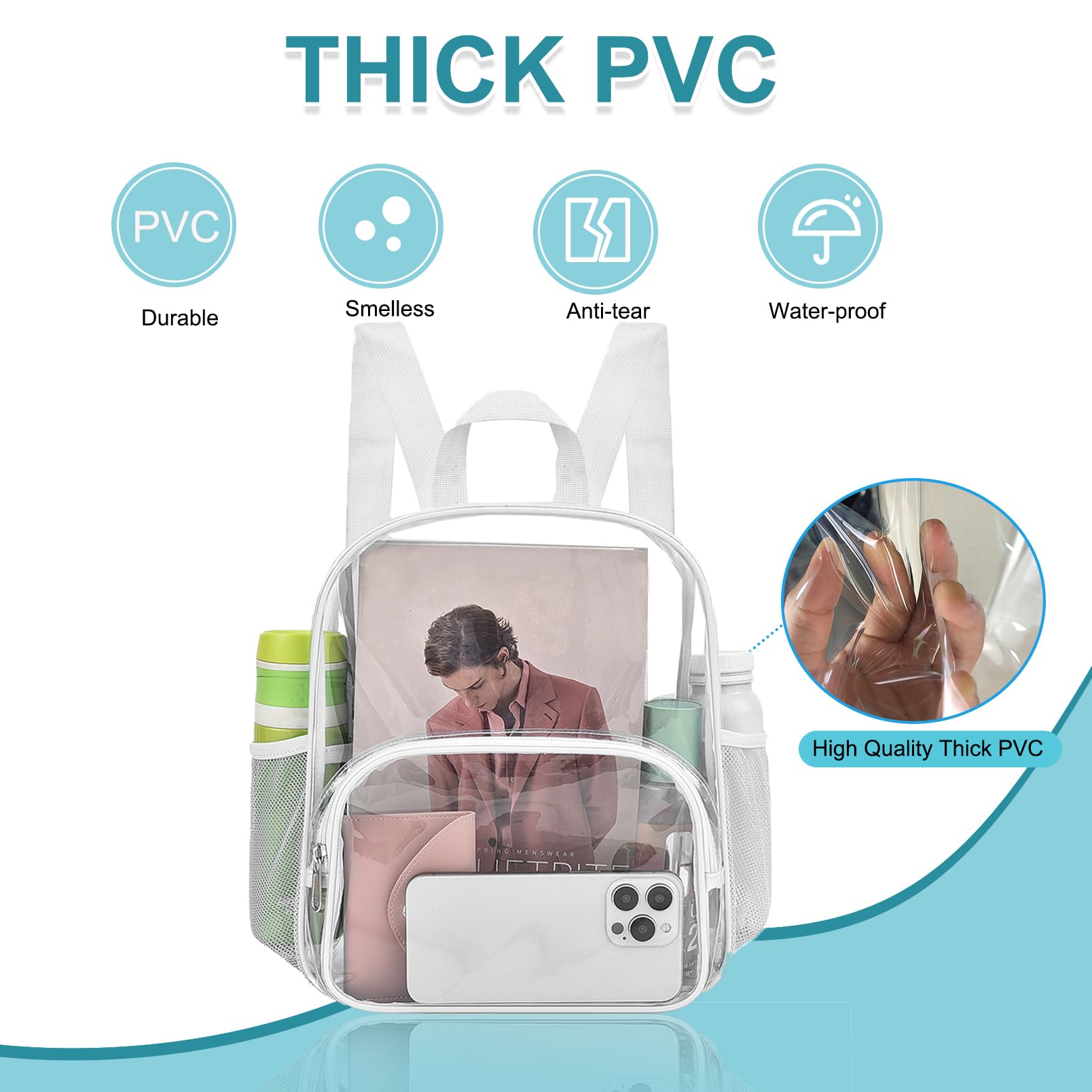 Foto 3 pulgar | Mochila Busiuw Transparente 30 X 30 X 15 cm - Venta Internacional