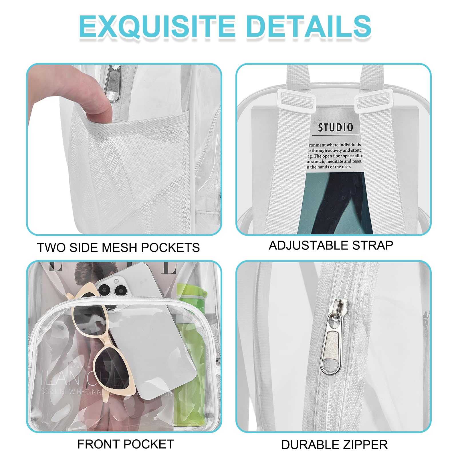 Foto 5 pulgar | Mochila Busiuw Transparente 30 X 30 X 15 cm - Venta Internacional