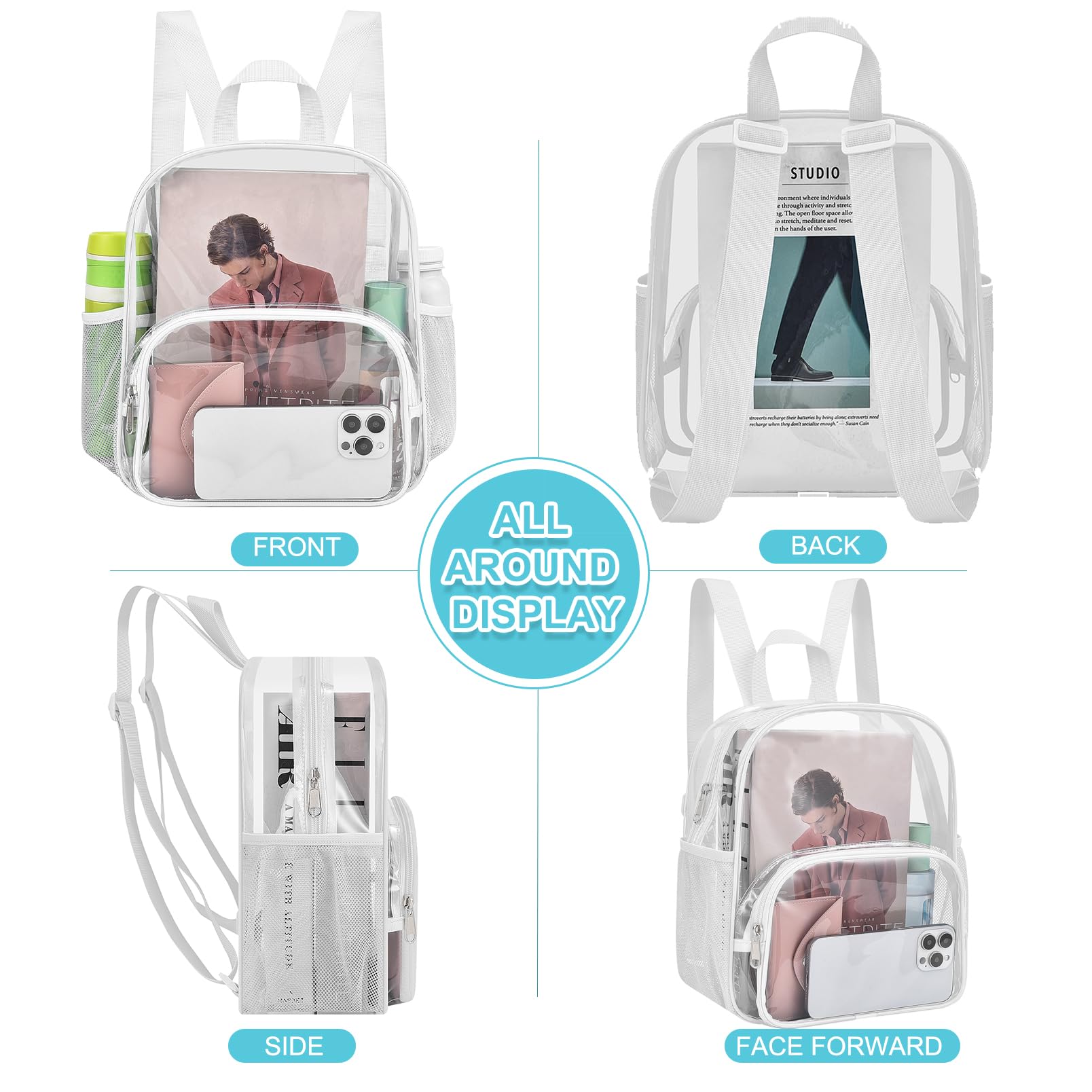 Foto 6 pulgar | Mochila Busiuw Transparente 30 X 30 X 15 cm - Venta Internacional
