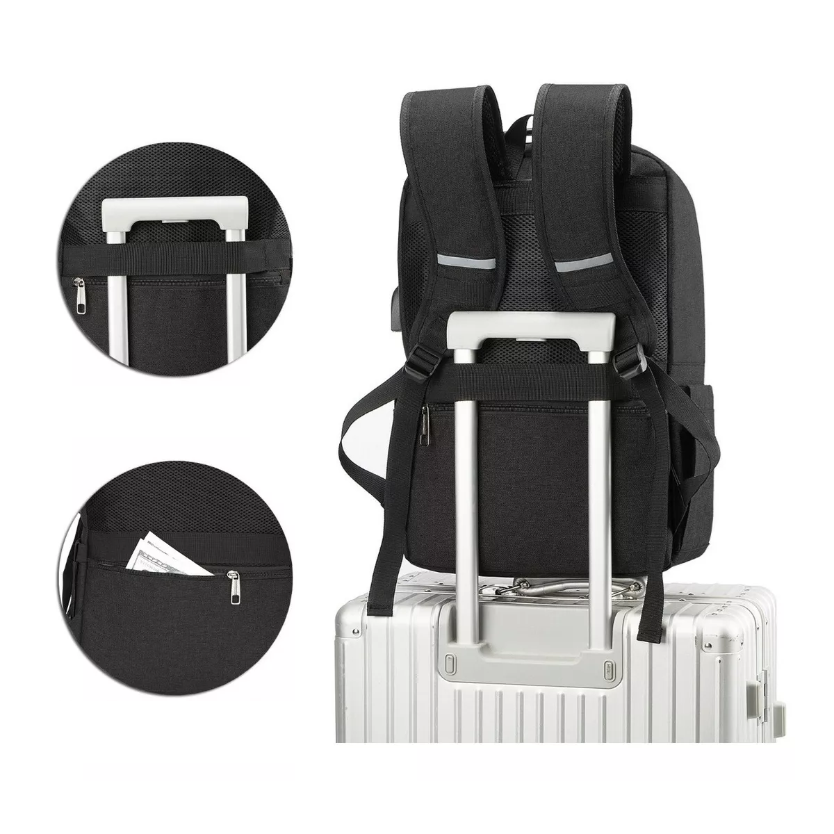Foto 4 | Mochila Antirrobo Mochila Para Portátil Mochilas De Viaje Negra